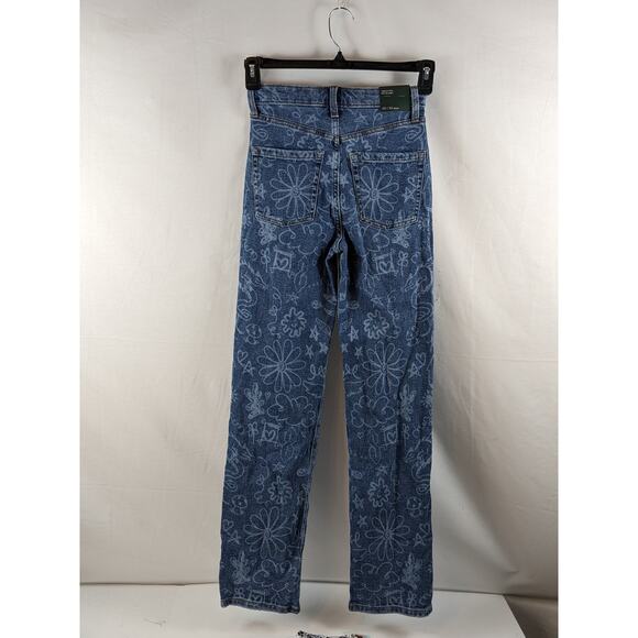 Wild Fable Jeans Doodle Print Super High Rise Straight Medium Wash 00 Casual 90s - Picture 3 of 11